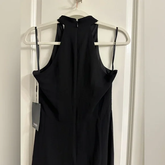 White House Black Market Sleeveless Draped Gown 4P Black V-Neck Chiffon Lined - Picture 9 of 16